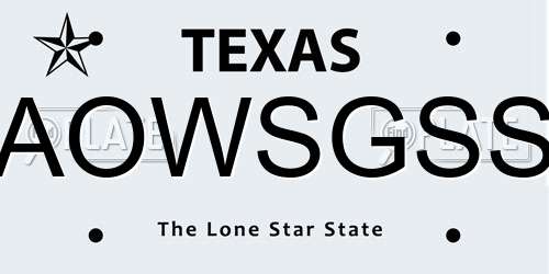 AOWSGSS Texas License Plate