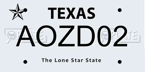 AOZD02 Texas License Plate
