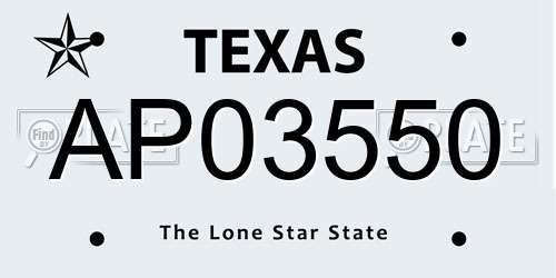 AP03550 Texas License Plate