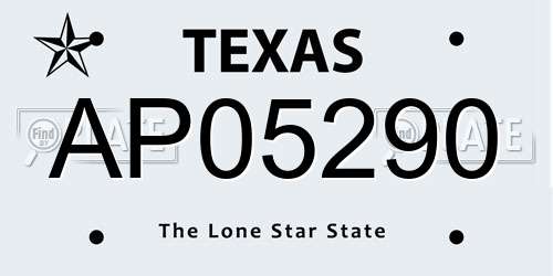 AP05290 Texas License Plate