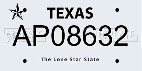 AP08632 Texas License Plate