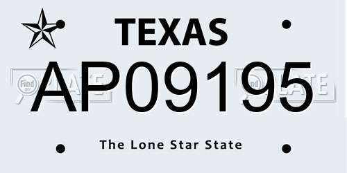 AP09195 Texas License Plate