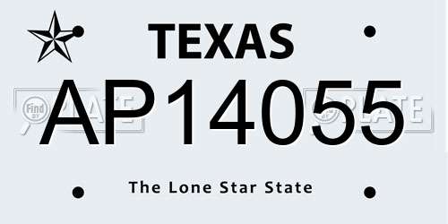 AP14055 Texas License Plate