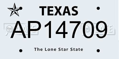 AP14709 Texas License Plate
