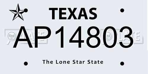 AP14803 Texas License Plate