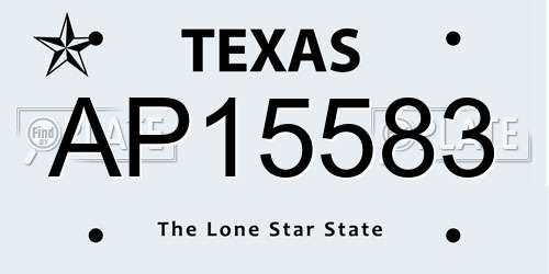 AP15583 Texas License Plate