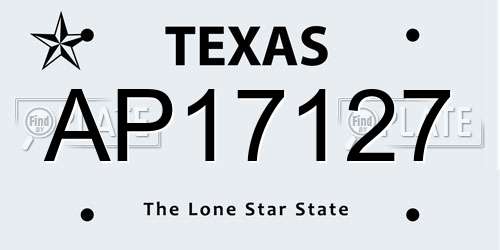 AP17127 Texas License Plate