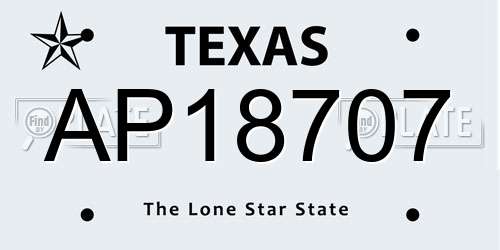 AP18707 Texas License Plate
