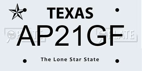AP21GF Texas License Plate
