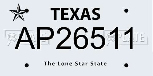 AP26511 Texas License Plate
