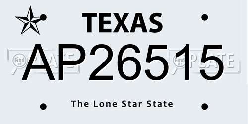 AP26515 Texas License Plate