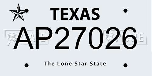 AP27026 Texas License Plate
