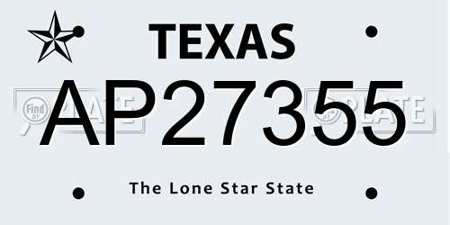AP27355 Texas License Plate