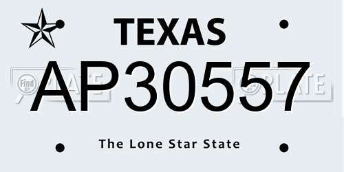 AP30557 Texas License Plate