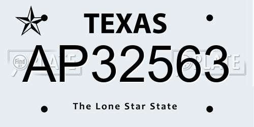AP32563 Texas License Plate