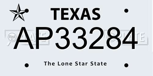 AP33284 Texas License Plate