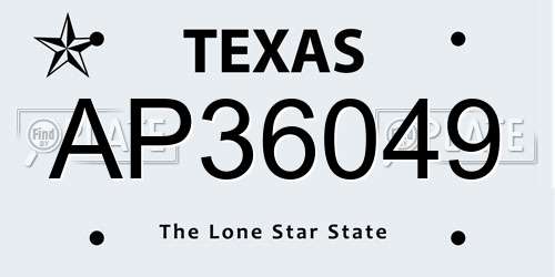 AP36049 Texas License Plate
