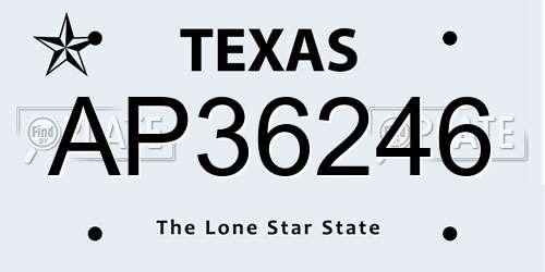 AP36246 Texas License Plate