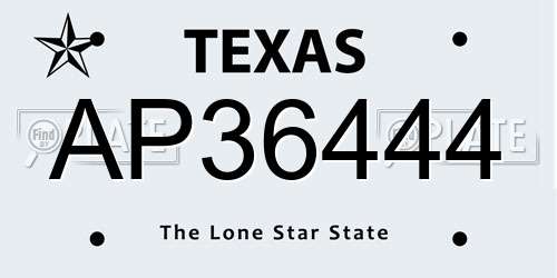 AP36444 Texas License Plate