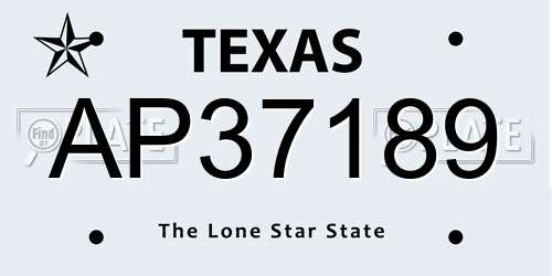 AP37189 Texas License Plate