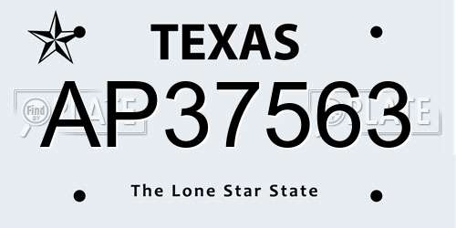 AP37563 Texas License Plate