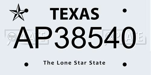 AP38540 Texas License Plate
