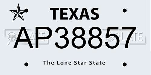 AP38857 Texas License Plate