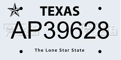 AP39628 Texas License Plate