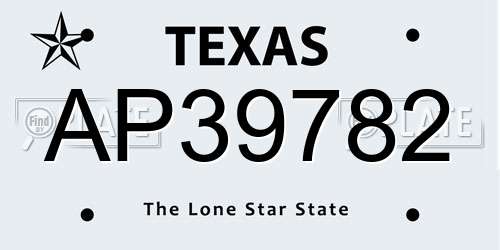 AP39782 Texas License Plate