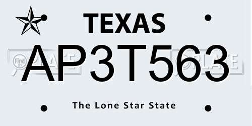 AP3T563 Texas License Plate