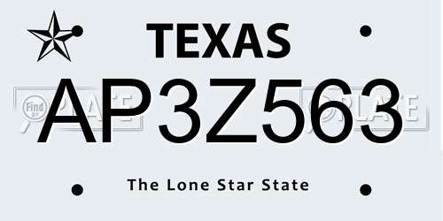 AP3Z563 Texas License Plate