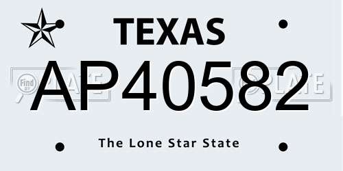 AP40582 Texas License Plate