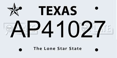AP41027 Texas License Plate