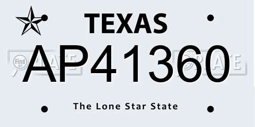 AP41360 Texas License Plate