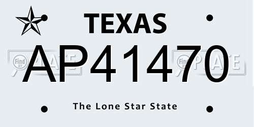 AP41470 Texas License Plate
