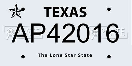 AP42016 Texas License Plate