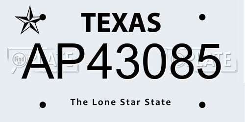 AP43085 Texas License Plate