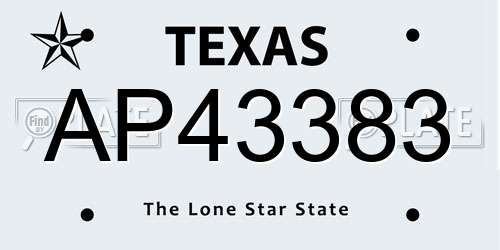 AP43383 Texas License Plate