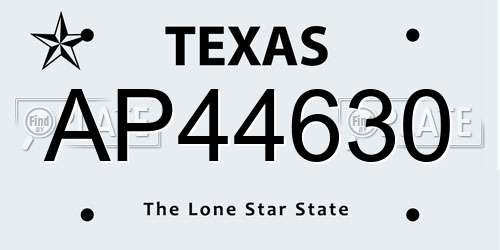 AP44630 Texas License Plate
