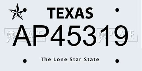 AP45319 Texas License Plate