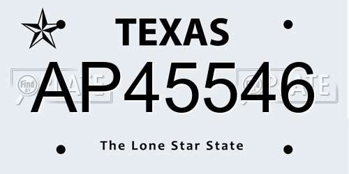 AP45546 Texas License Plate