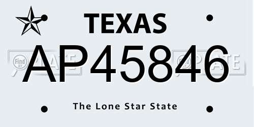 AP45846 Texas License Plate
