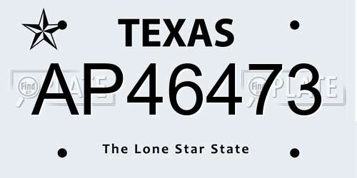 AP46473 Texas License Plate