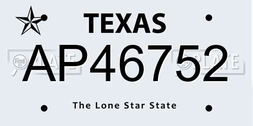 AP46752 Texas License Plate