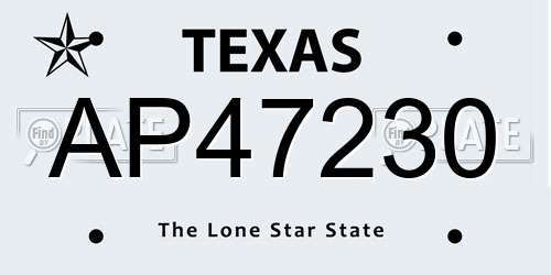 AP47230 Texas License Plate
