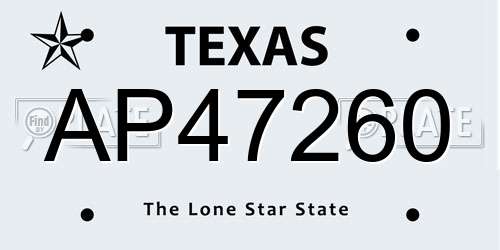 AP47260 Texas License Plate