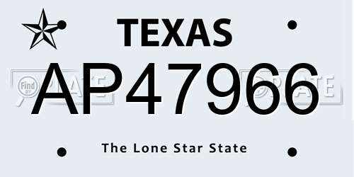 AP47966 Texas License Plate