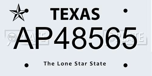 AP48565 Texas License Plate