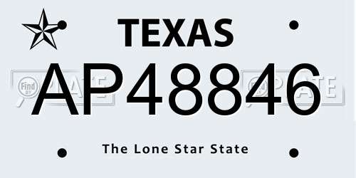 AP48846 Texas License Plate