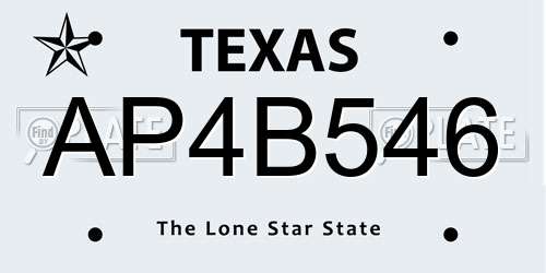 AP4B546 Texas License Plate